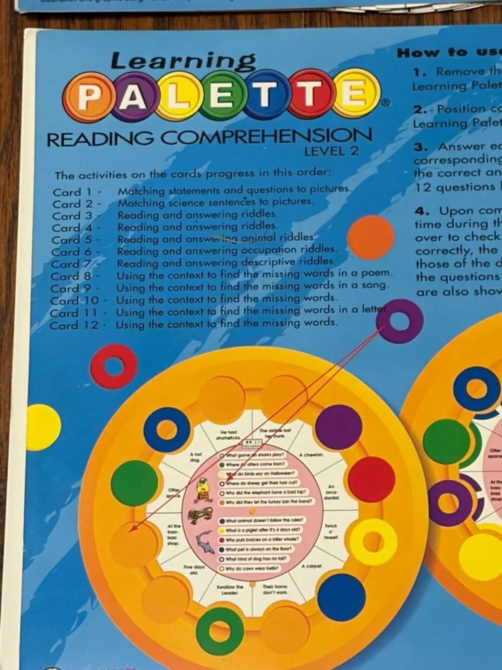 READING Level 2- Learning Palette 1 Bases & 3 Card Packs Center Activity Set D